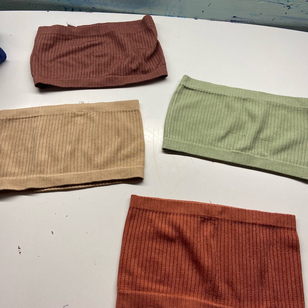 SHEIN Ribbed Crop Tops - Brown, Green, Tan, Rust